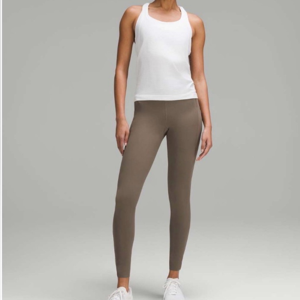 Women’s Lululemon Wunder Train High Rise Tight Sz 0, 25” length brown